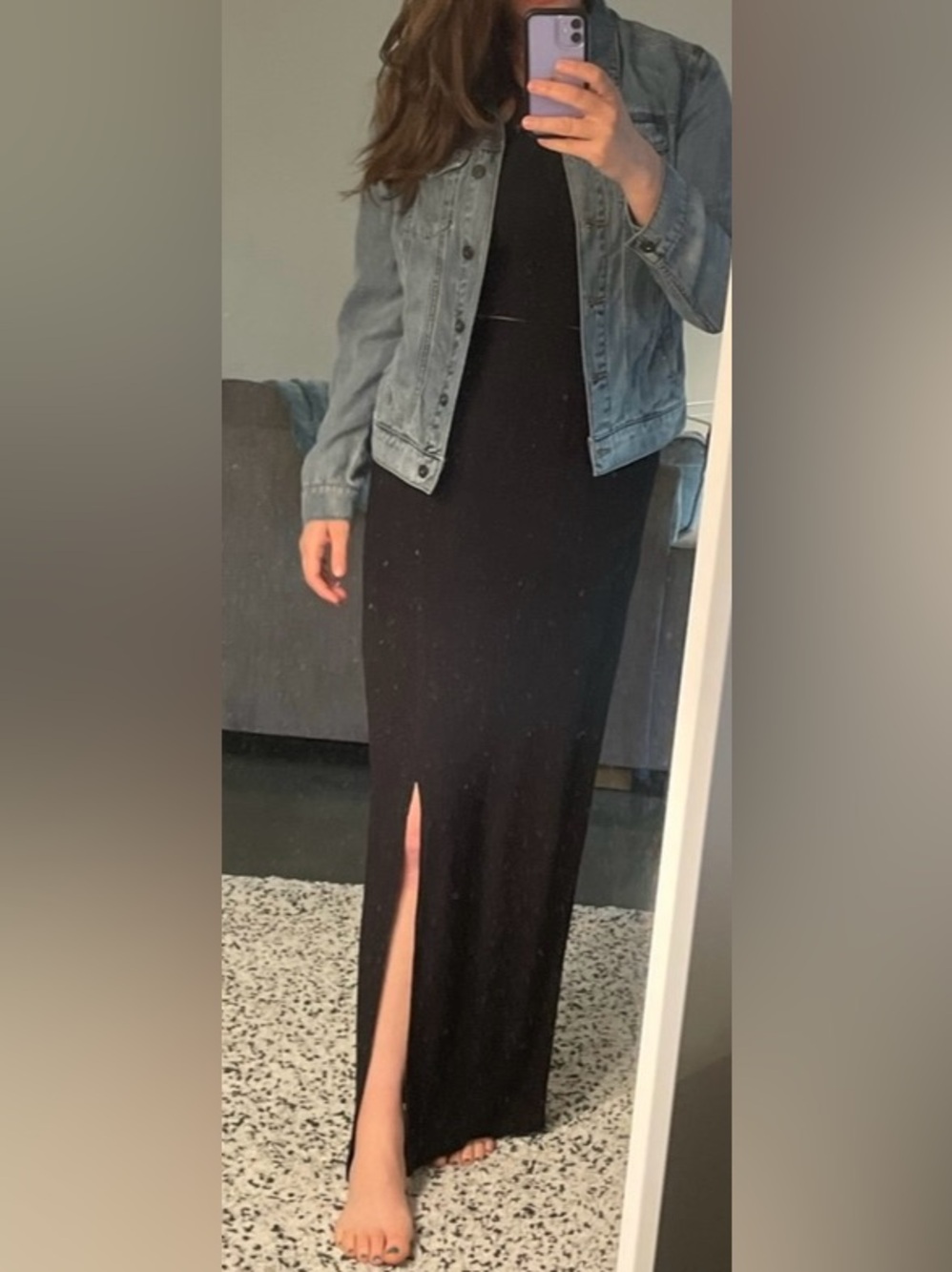 Crescent Elegant crop top and maxi skirt with slit, size Large